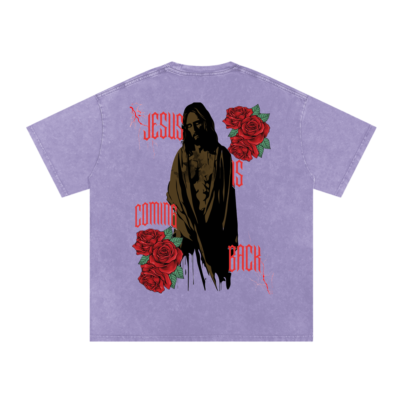 "Jesus Is Coming Back" Oversize Acid Wash Tee