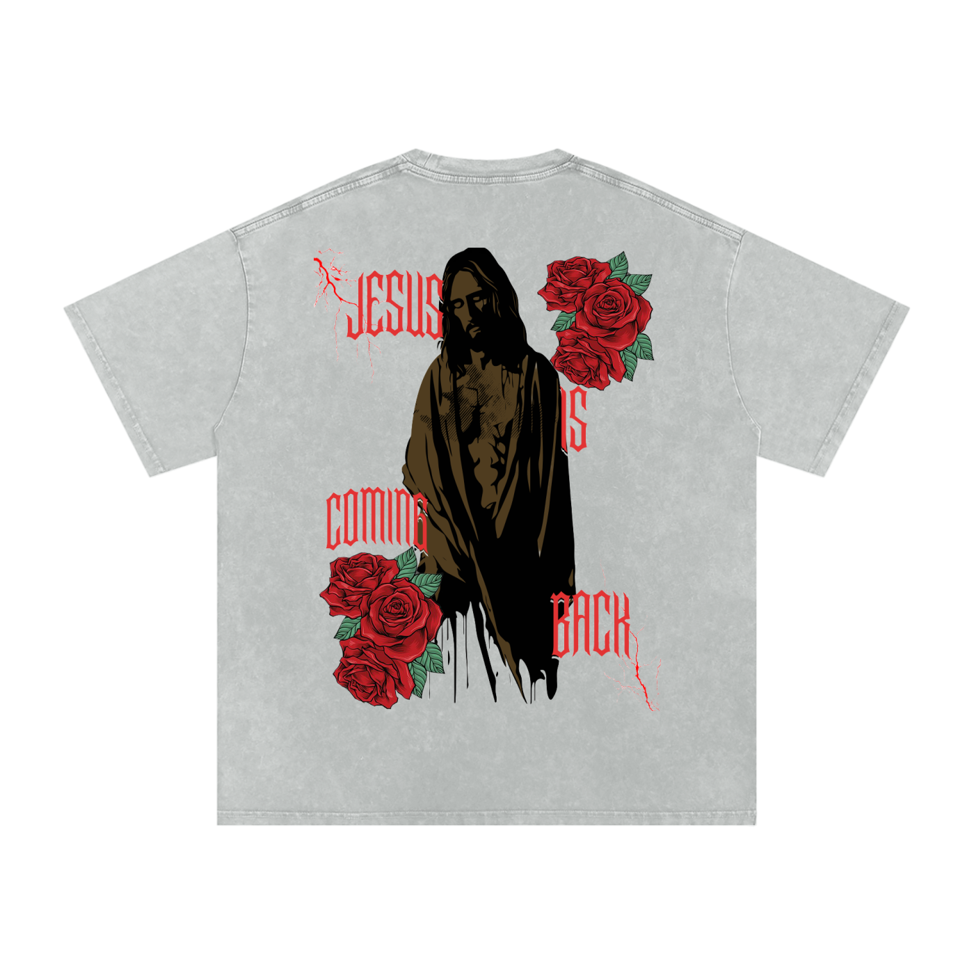 "Jesus Is Coming Back" Oversize Acid Wash Tee