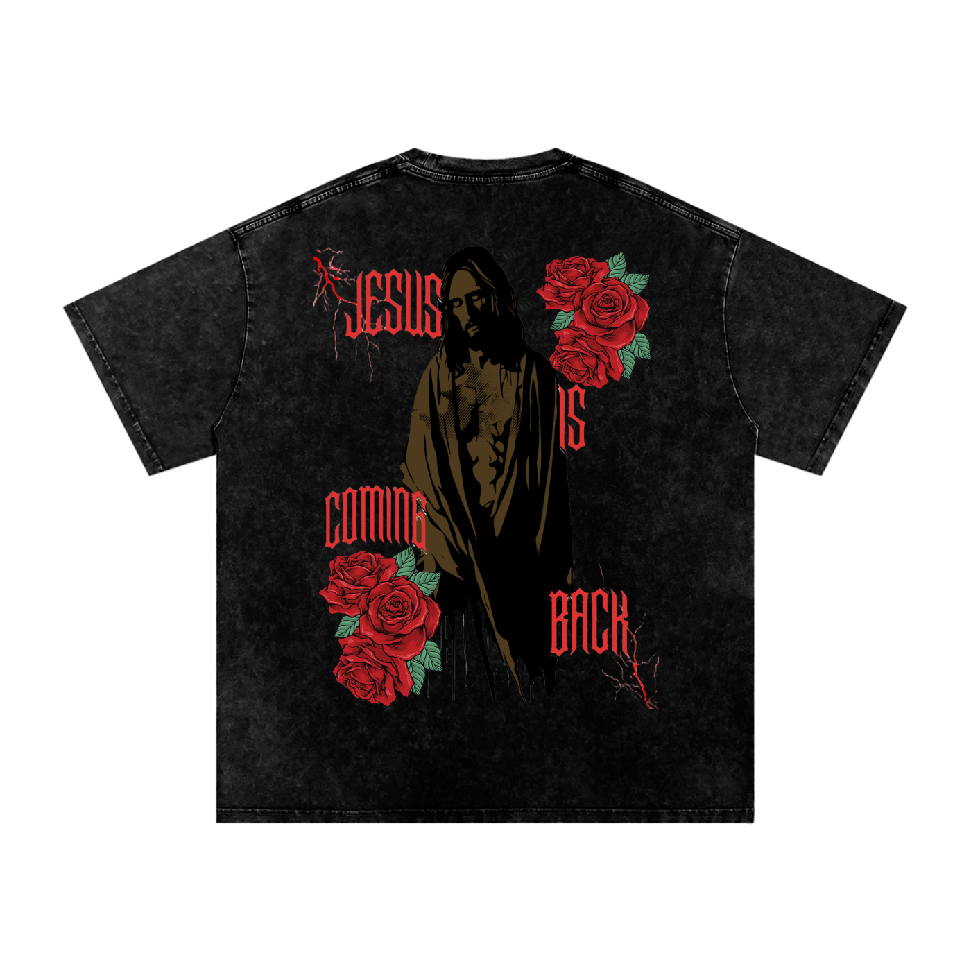"Jesus Is Coming Back" Oversize Acid Wash Tee
