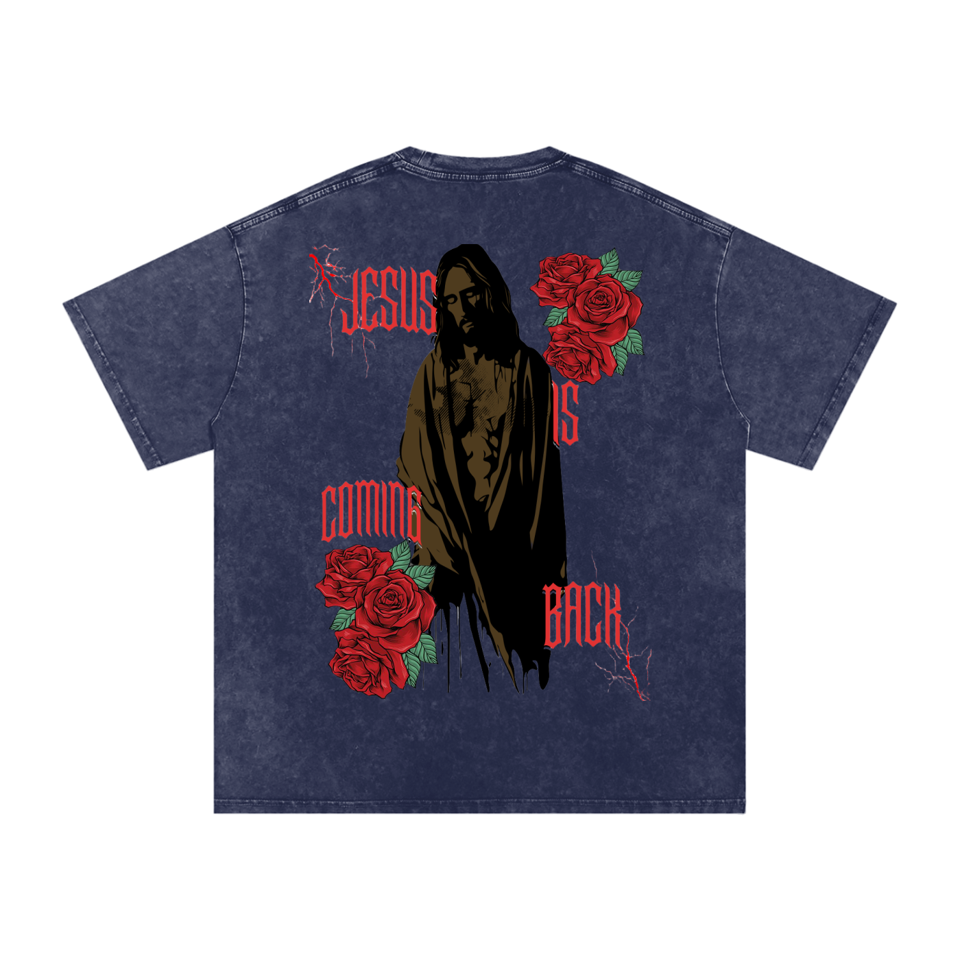 "Jesus Is Coming Back" Oversize Acid Wash Tee