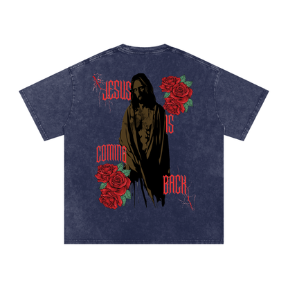 "Jesus Is Coming Back" Oversize Acid Wash Tee